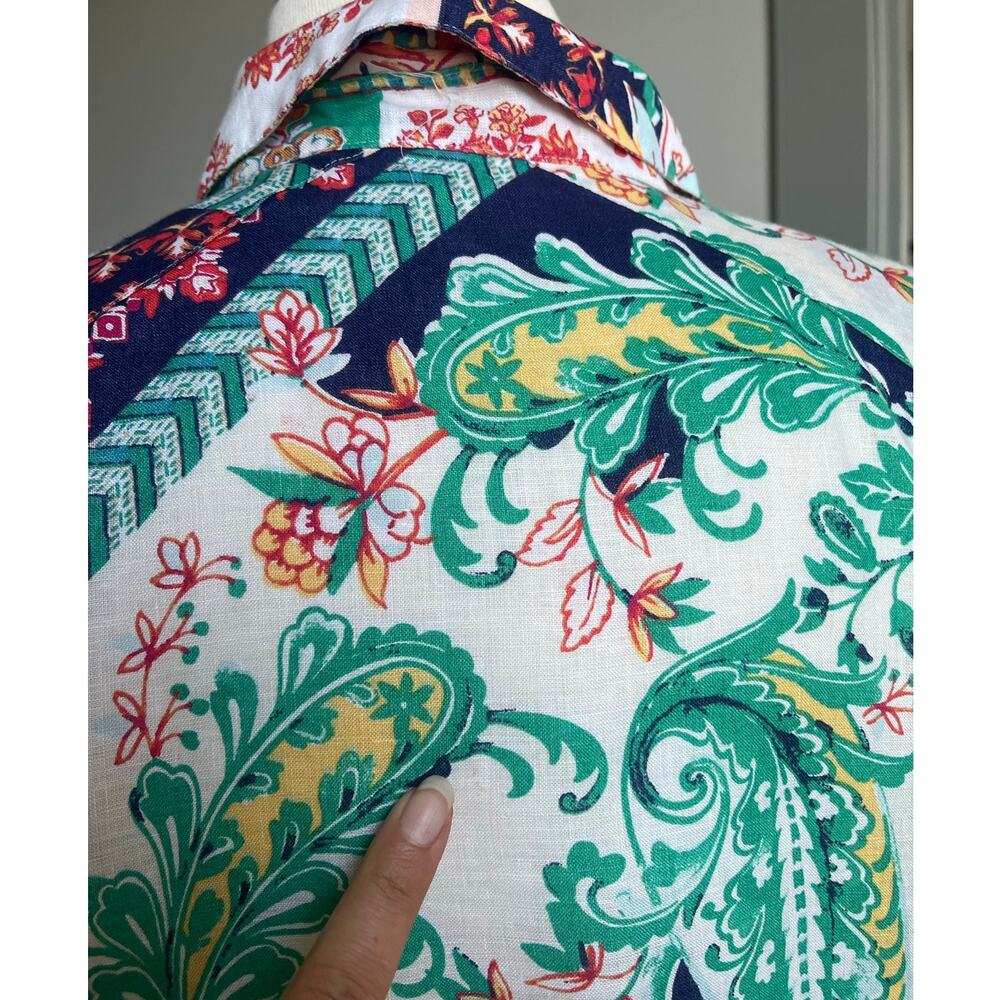 Chico's Linen Mixed Print Shirt No Iron Floral Paisley 3/4 Sleeves Boho Casual 1 - Picture 11 of 11